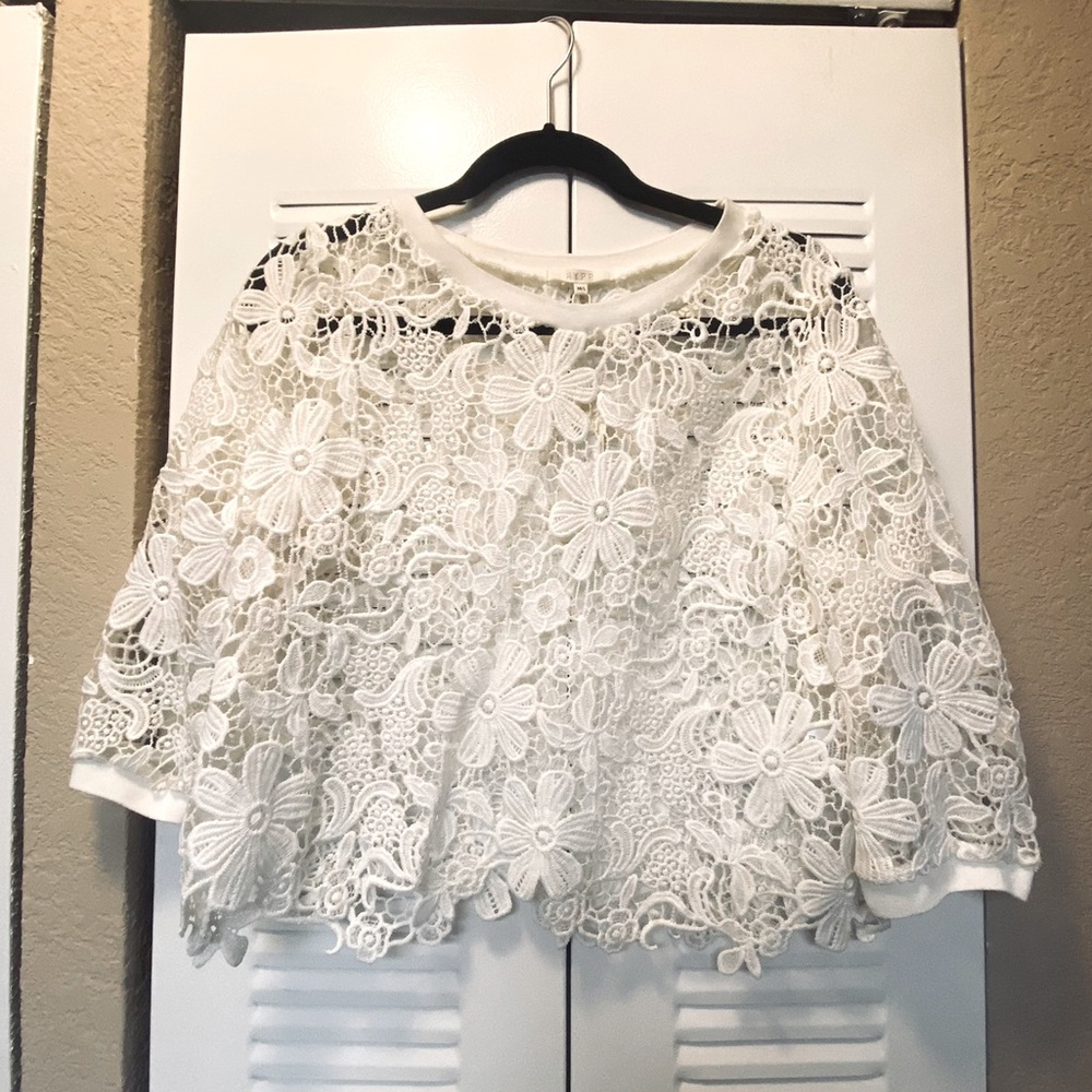 White Floral Lace Crop Top